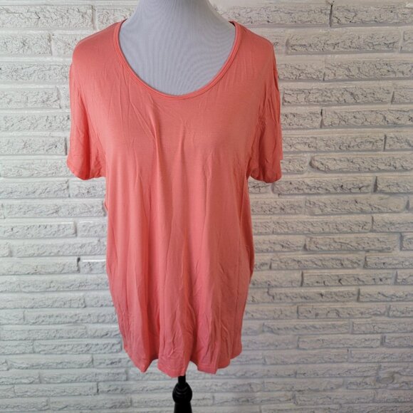 Agnes Dora Womens Top 2XL Plus Tee Short Sleeve Orange Lightweight PIN56E - Picture 1 of 10